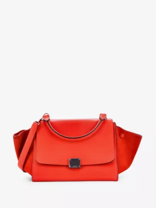 Tricolor Trapeze Bag Leather Small Satchel