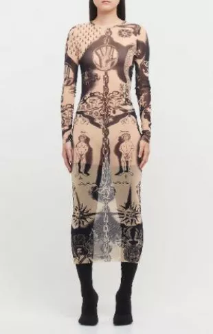 Heraldique Printed Mesh Dress