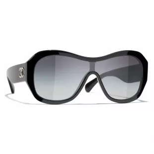 Shield Sunglasses Black Gray Gradient