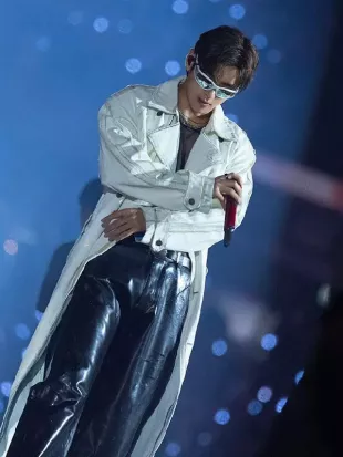 BTS Kim Taehyung Off-White Denim Trench Coat