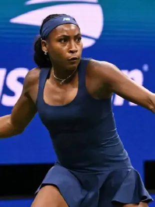 Coco Gauff US Open 2026 Navy Blue Dress