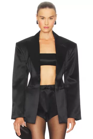 Silk Wool Satin Blazer