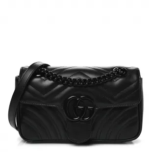 Calfskin Matelasse Monochrome Mini Gg Marmont Shoulder Bag Black