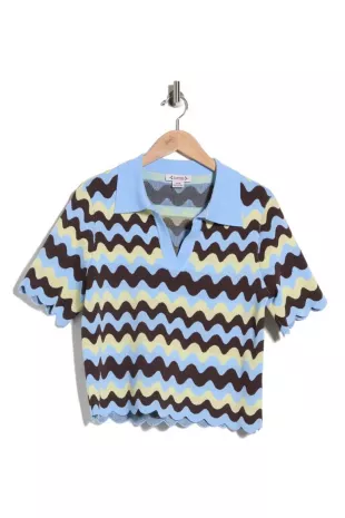 Wiggle Stripe Polo Sweater