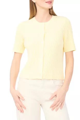 Ribbed Short Sleeve Cardigan