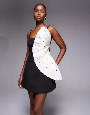 Premium Pearl Embellished Bonded Mini Dress