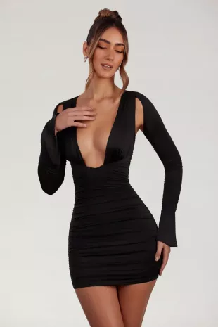 Zurich Low Plunge Ruched Mini Dress