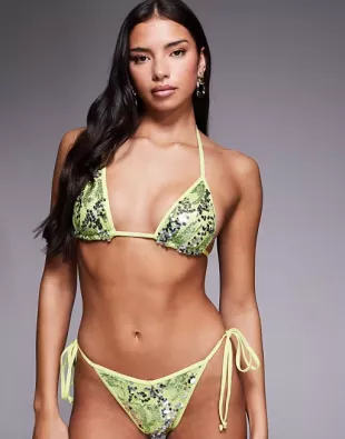 Sequin Triangle Bikini Top