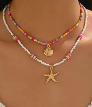 2pcs/Set Bohemian Ocean Style Beaded Necklace