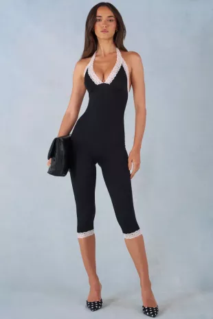 Calla Modal Lace-Trim Capri Jumpsuit