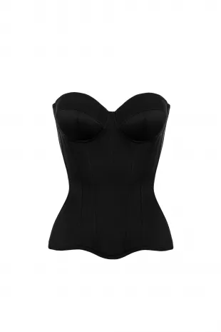 Black Satin Corset with Cups
