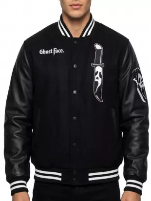 Halloween 2026 Ghost Face Black Varsity Jacket