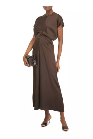 T-Lock Dark Brown Embossed Leather Clutch