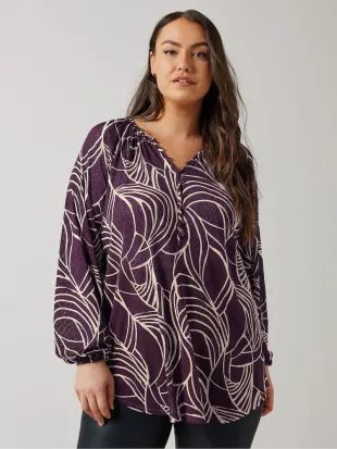 Evans Red Geometric Print Boho Blouse