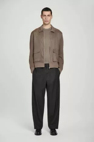Knitted-Panel Linen Jacket