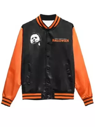 Michael Myers Halloween Black & Orange Satin Varsity Jacket