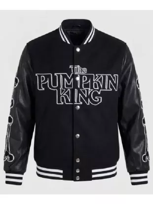 The Pumpkin King Halloween Black Varsity Jacket