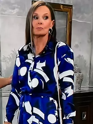 General Hospital 2026 Lynn Herring Geometric-Print Blue Dress