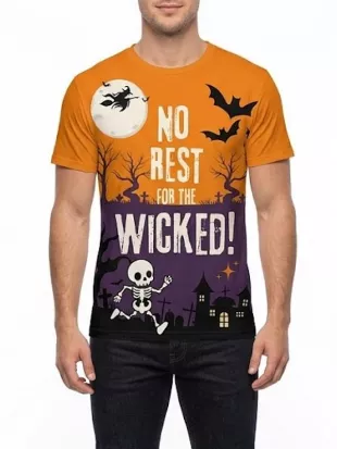 No Rest For The Wicked Halloween 2026 Printed T-Shirt