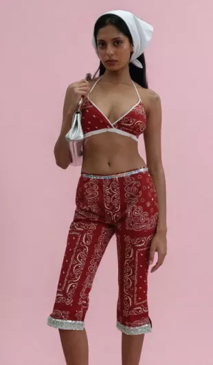 2000s Red Bandana Capri Set