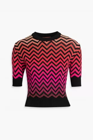 Signature Zigzag Crochet-Knit Cotton-Blend Top