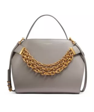 Plandome Chain Top Handle Leather Satchel