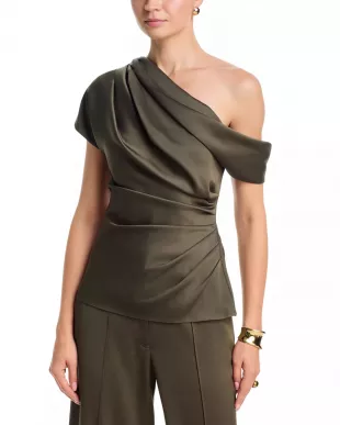 Phoebe Draped Top in Dark Olive