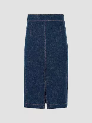 Pencil Winter Denim Midi Skirt