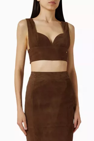 Logo Crop Top in Suede