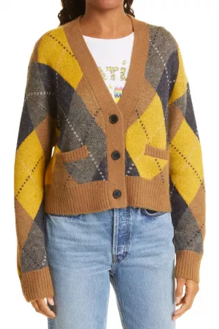 Re/Done 90s Cardigan in Caramel Navy