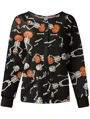 Dancing Skeleton Pumpkin Halloween Jacket