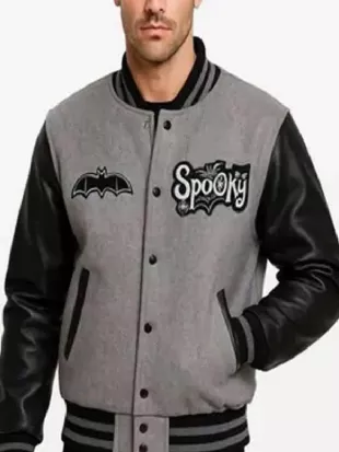 Halloween Spooky Hallows Angels Grey/Black Varsity Jacket