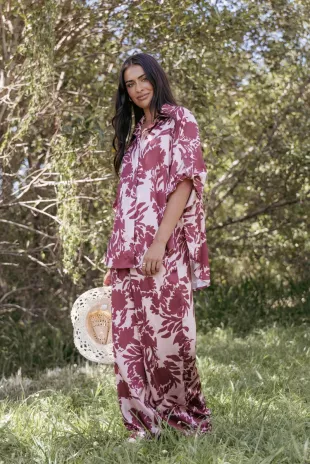 Elysia Pants in Pink Burgundy