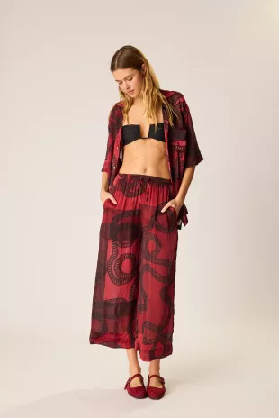 Lauren Pant in Ament Snake Oxblood