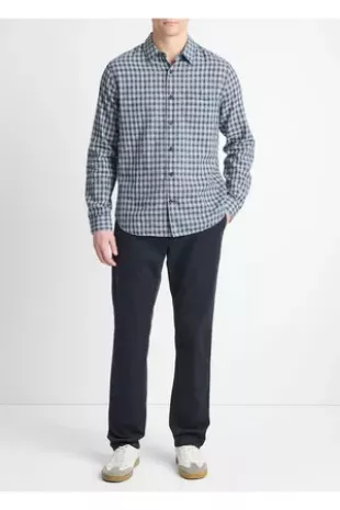 Summit Plaid linen-cotton Long-sleeve Shirt