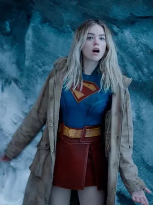 Milly Alcock Supergirl 2026 Brown Jacket