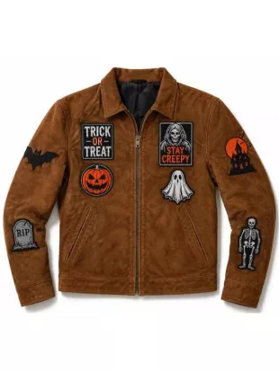 Halloween 2026 Creepy Trick or Treat Brown Suede Jacket