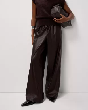 Faux Leather Wide Leg Trousers
