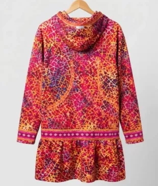 Pink Geometric Print Hoodie