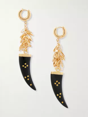 Gold-tone Horn Hoop Earrings