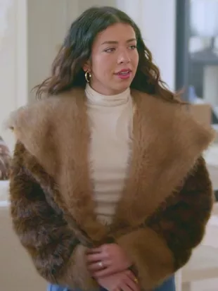 The Secret Lives of Mormon Wives Jen Affleck Faux Fur Brown Jacket
