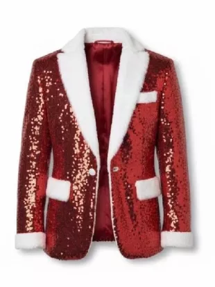 Santa Claus Red Sequin Christmas Blazer