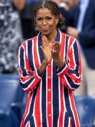 Michelle Obama 2026 US Open Striped Dress