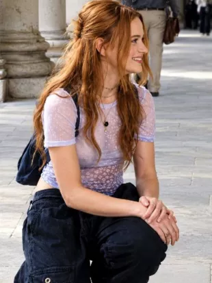 Practical Magic 2 Joey King Light Flowers Print Top