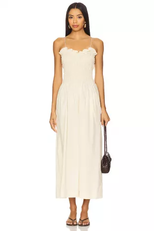 Ruffled Bodice Midi Dress