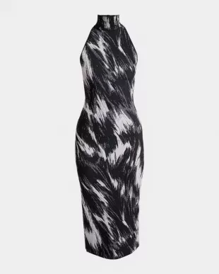 Sleeveless Mock-Neck Midi Dress