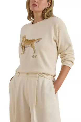 Intarsia Golden Retriever Cotton Sweater
