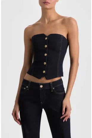 Kelcey Denim Strapless Top