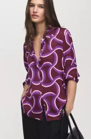 Abstract Print Button-Up Shirt