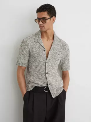Addis Marled Cuban-Collar Knitted Shirt